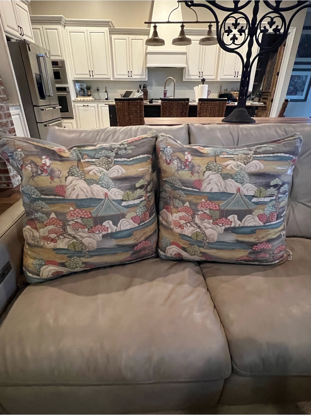 Decorative Custom Made Multicolor Scenic Pillow Pair